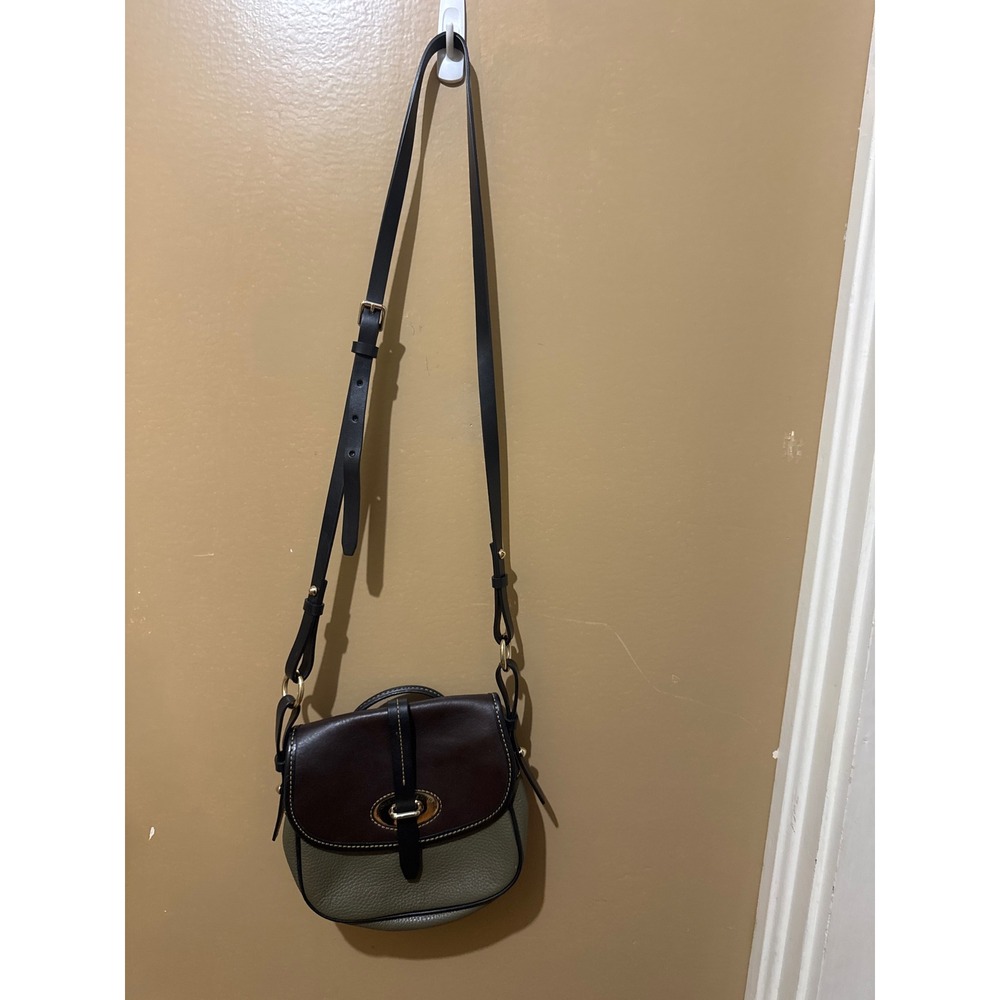 Dooney & Bourke Crossbody Bag Women Small Olive Green Brown Good Leather Saddle